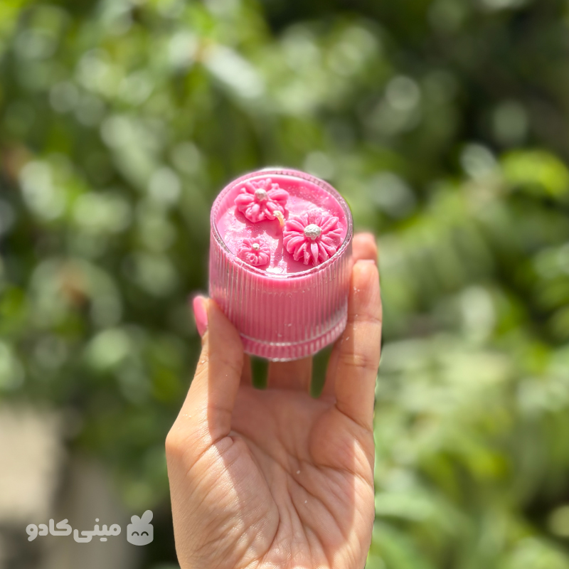 شمع شیشه ای صورتی