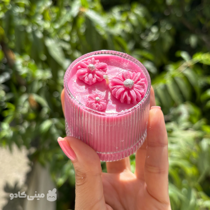 شمع شیشه ای صورتی